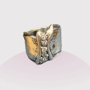 Silpada Hammered CZ Ring R1441. Size 7